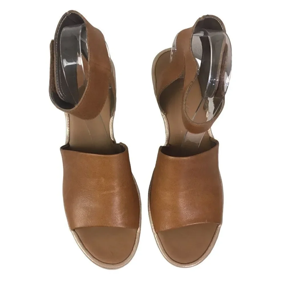 The Flexx Big Enough Leather Ankle Strap Heeled Sandals Size 10 Lug Sole - Picture 3 of 9